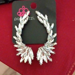 Paparazzi silver tone with crystal angel wings.
